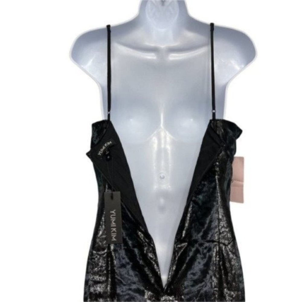 NWT Yumi Kim Black Metallic Velvet Maxi Dress Size Medium - Picture 4 of 13